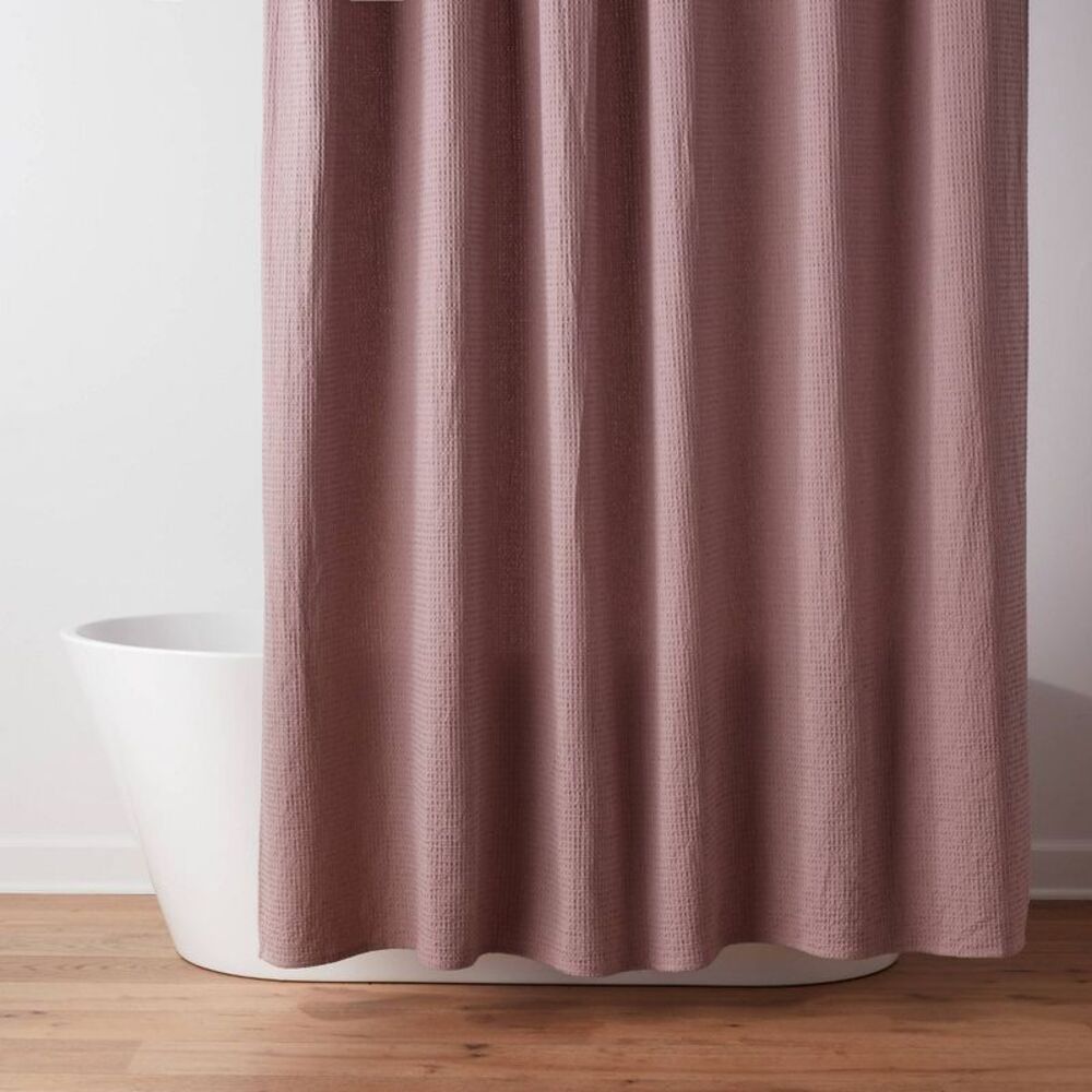 Oversized Relaxed Waffle Weave Shower Curtain Mauve - Threshold